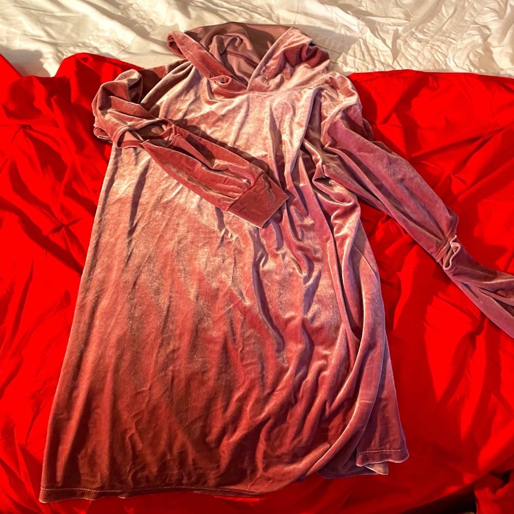 Pink Velvet Hoodie Dress